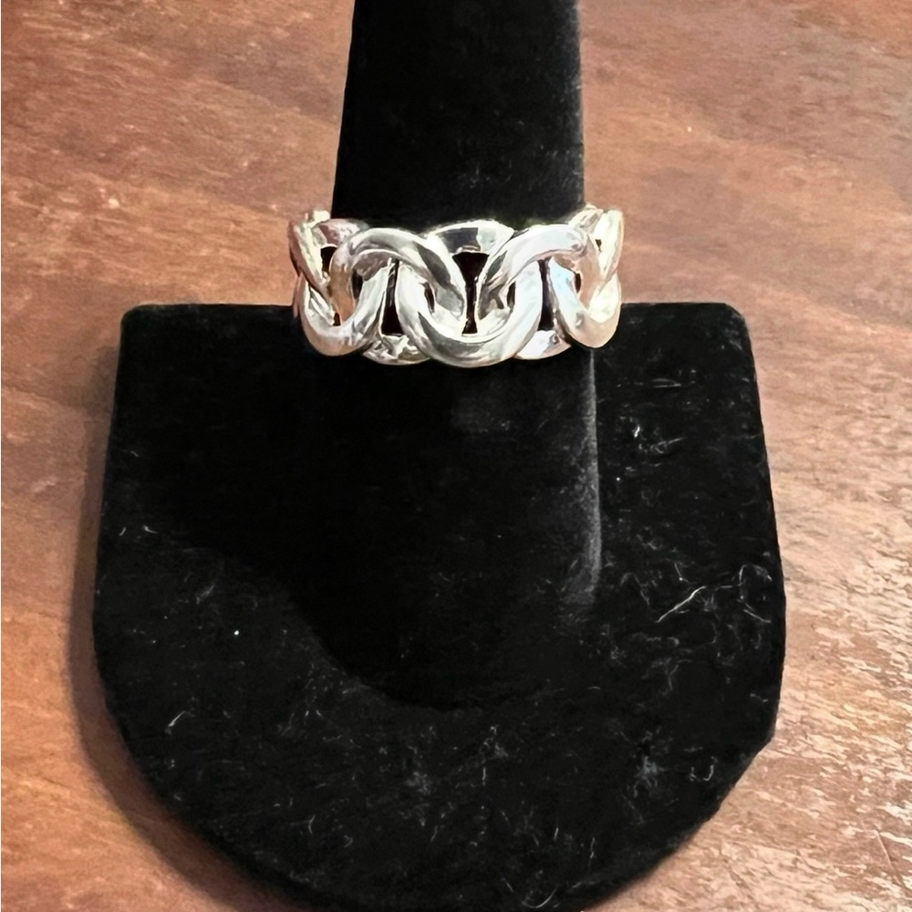 Sterling Silver Interlocking Circle Link Ring | C… - image 3